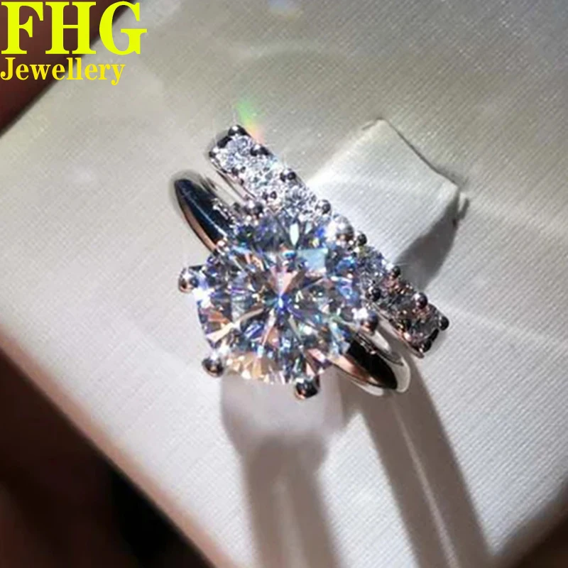 

6 7 8 9 10Carat 9K Au375 White Gold Ring DVVS1 color Round cut Moissanite Diamond Ring Bridal Sets