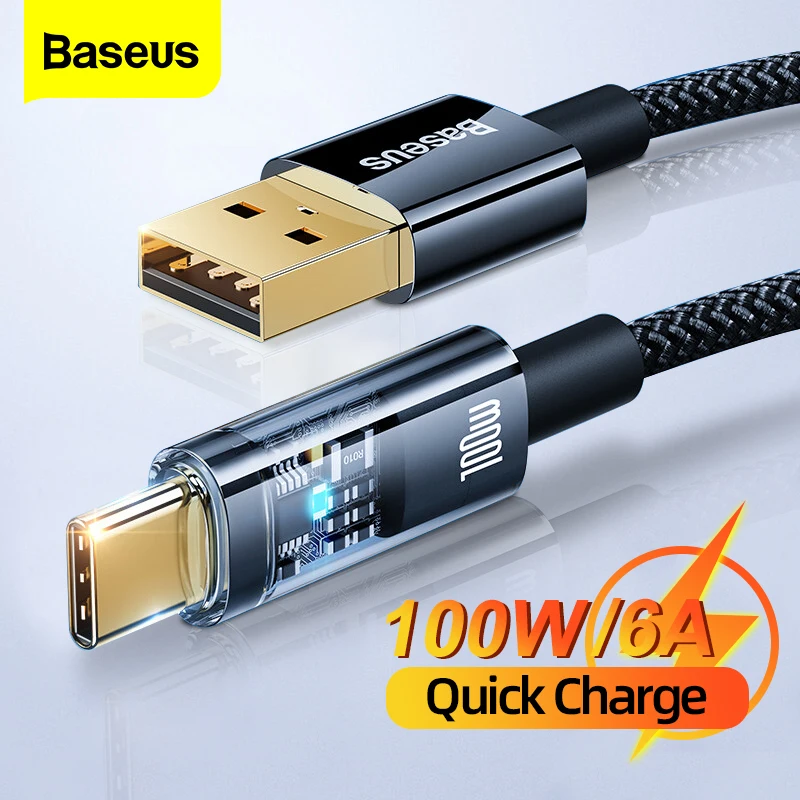 Cavo Usb Tipo C Baseus 100W Per Huawei P50 P40 Mate 40 Pro Supercharge 6A Cavo Dati Caricabatterie Ricarica Rapida 66W Qc 3.0 Cavo