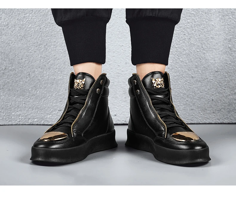 Leather Tourism Waterproof Shoes Men high top Sneakers - Uniqwear