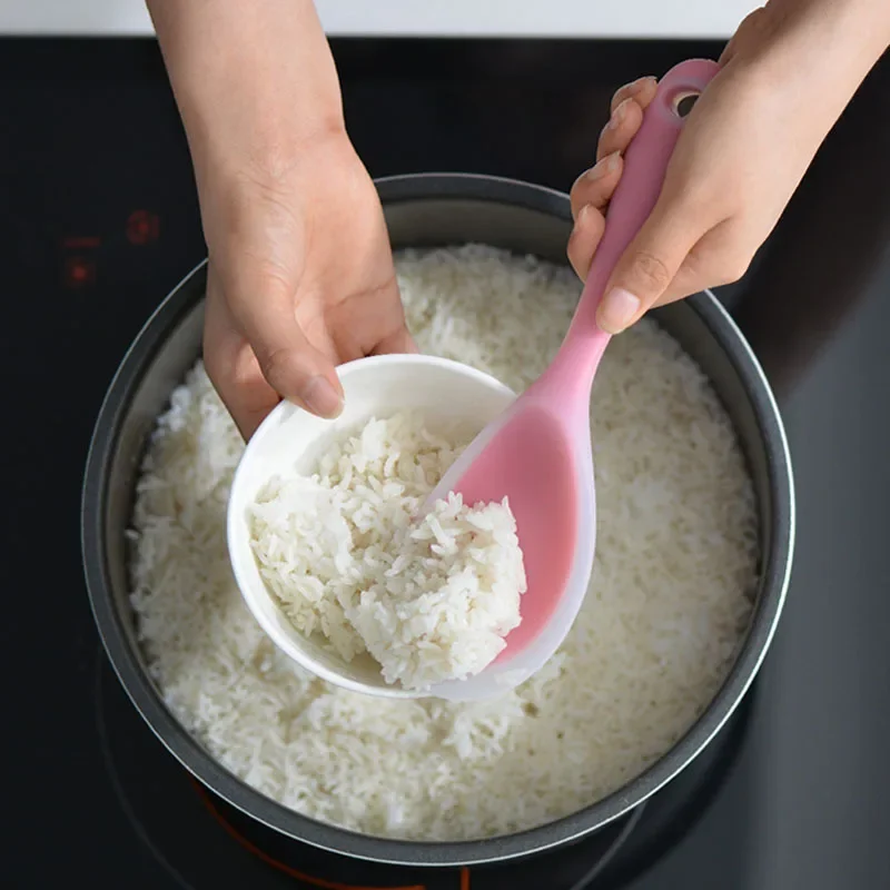 2/4Pcs Nonstick Silicone Rice Spoon Rice Shovel Heat Resistant Rice Paddle Spatula Rice Mashed Potato Turner for Kitchen Cooking