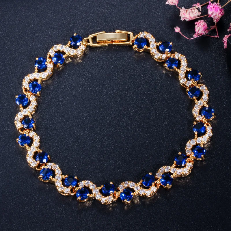Colorful Wave Crystal Stone Link Bracelet Gift for Her Fashion Couple Jewelry Tennis Bracelet for Women crystal bracelet
