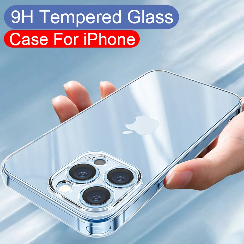 best cases for iphone 13  Luxury Tempered Glass Clear Phone Case For iPhone 13 12 11 Pro XS Max X XR SE 2022 2020 7 8 Plus 9H Hard Back Case Cover Coque iphone 13 phone case