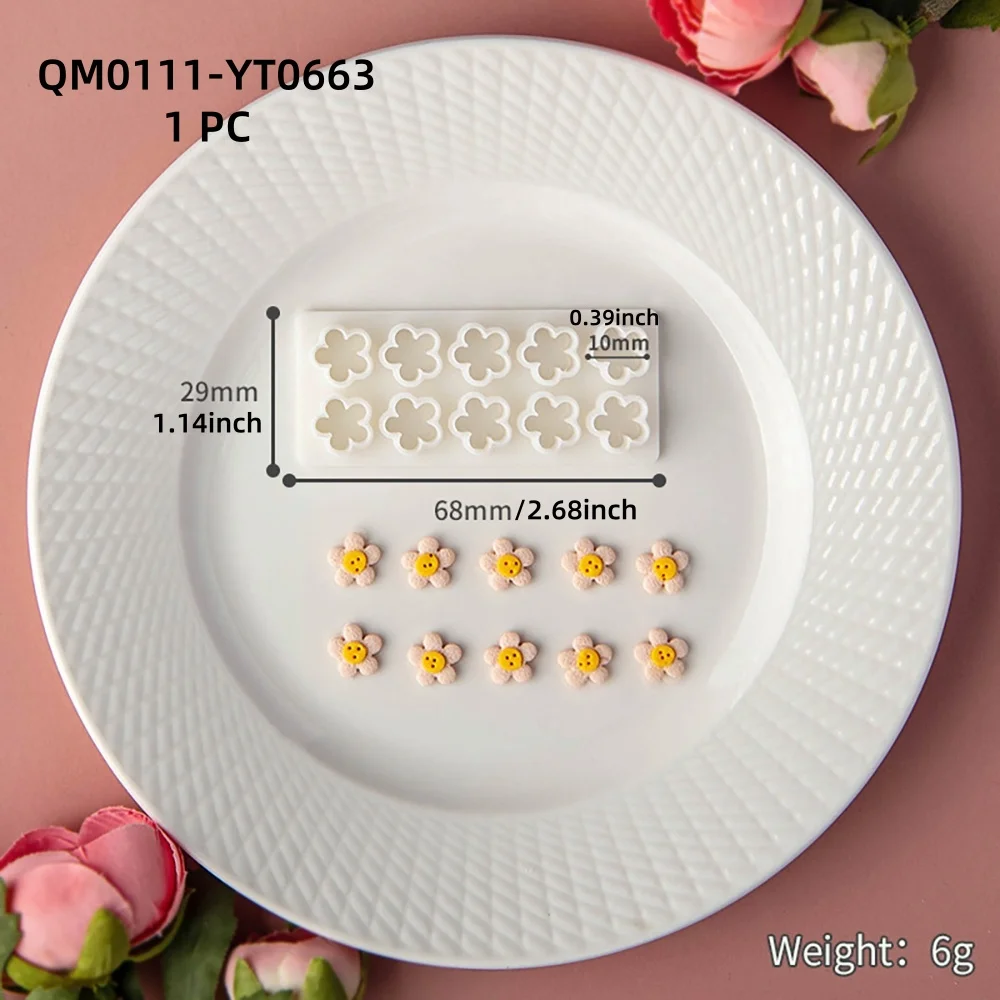 1PC Mini Blume Weiche Keramik Ohrringe Form Kleine Blumen Kombination Ton Anhänger Dekoration Schneiden Form Diy Handgemachte Werkzeuge – Detail 3