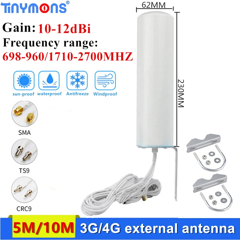 

5M 10M WiFi External Router antenna 4G LTE SMA 12dBi Omni antenne 3G TS9 dual cable CRC9 for Huawei B315 E8372 E3372 ZTE routers