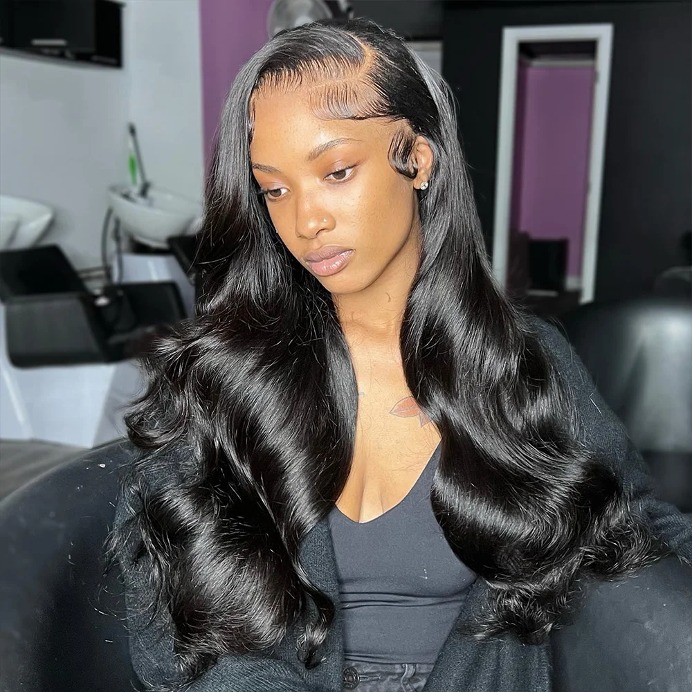 

13x6 HD Transparent Lace Frontal Wig Brazilian Body Wave Lace Front Wigs For Women Human Hair PrePlucked Hairline 180% Density