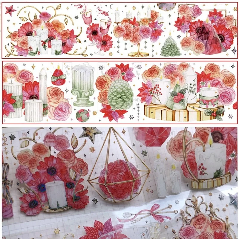 

1 Loop Shiny Trista Red Candle Dinner Pet Three-dimensional Rainbow Paper Tape