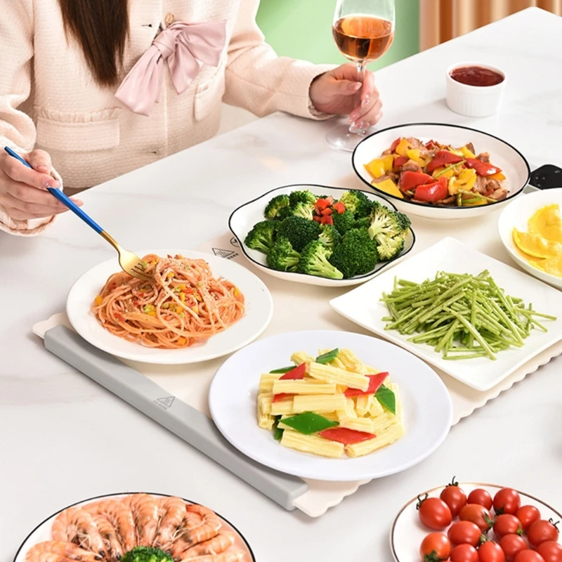 Convenient Heating Mats with Folding Designs Dining Table Heating Pad Silicone Texture Warming Tray for Dining Table