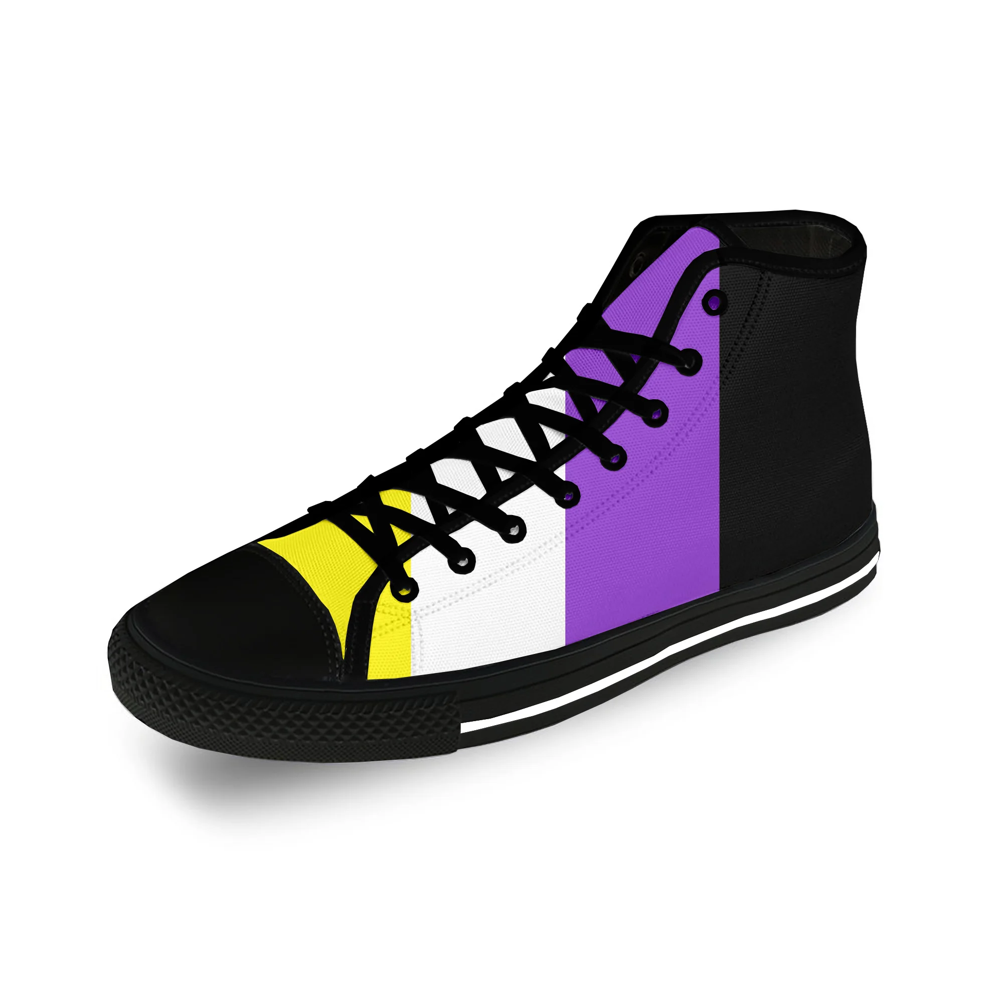 Non binary Flag Enby Pride Funny Casual Cloth Fashion 3D Print High Top Canvas Shoes Men Women Lightweight Breathable Sneakers poland polish flag patriotic pride fashion funny casual cloth shoes high top lightweight breathable 3d print men women sneakers