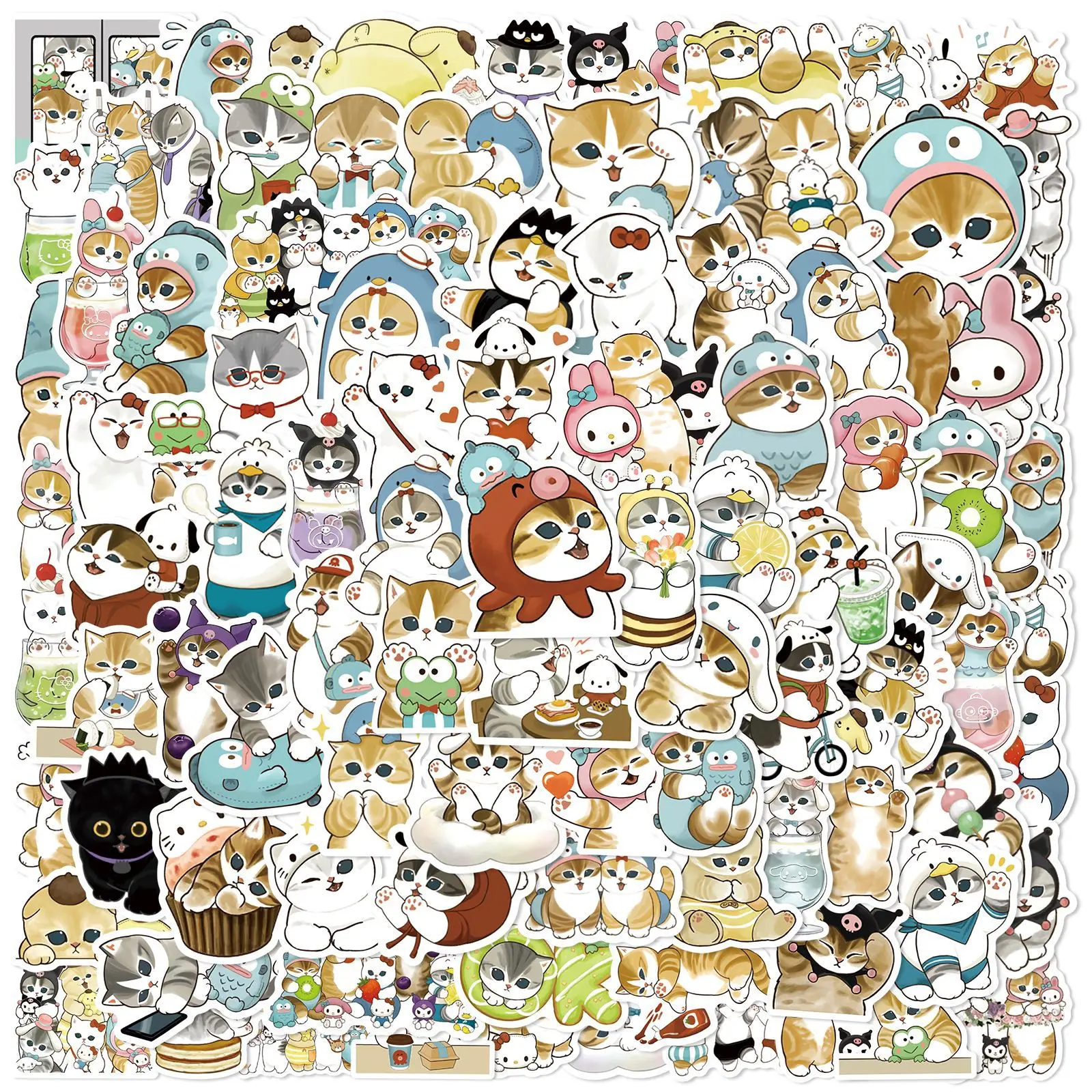 100 Stücke Kawaii Katze Cartoon Aufkleber Niedlichen Tier Aufkleber Laptop Koffer Skateboard Gitarre Telefon Cartoon Aufkleber Kind Geschenk Spielzeug