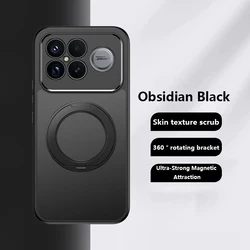 360 - Degree Rotation Matte Frosted Magnetic Shockproof Armor Phone Case - Poco F7 (With Bracket Black)