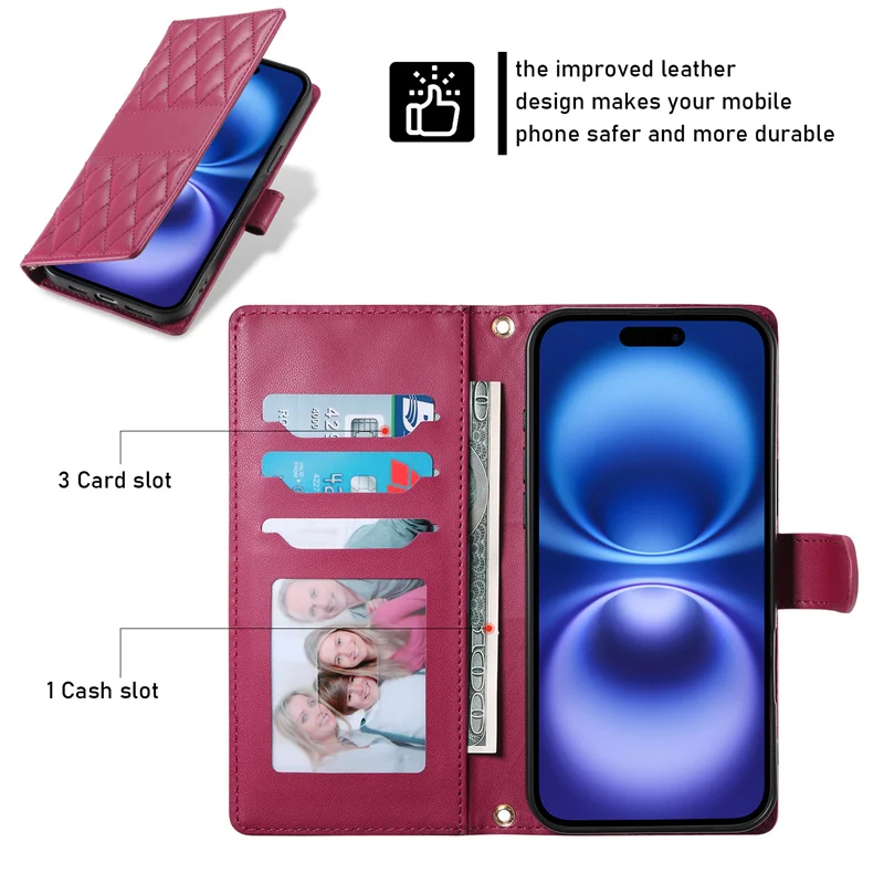 Elegant Leather Wallet Phone Case with Long Lanyard
