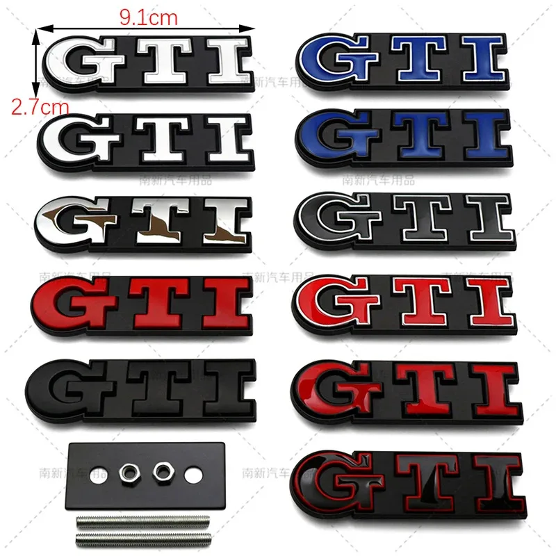 3D 금속 GTI 그릴 엠블럼 배지 뒷 트렁크 데칼 자동차 스티커 폭스 바겐 폭스 바겐 골프 5 6 7 8 MK2 MK3 MK4 MK5 MK6 MK7 액세서리