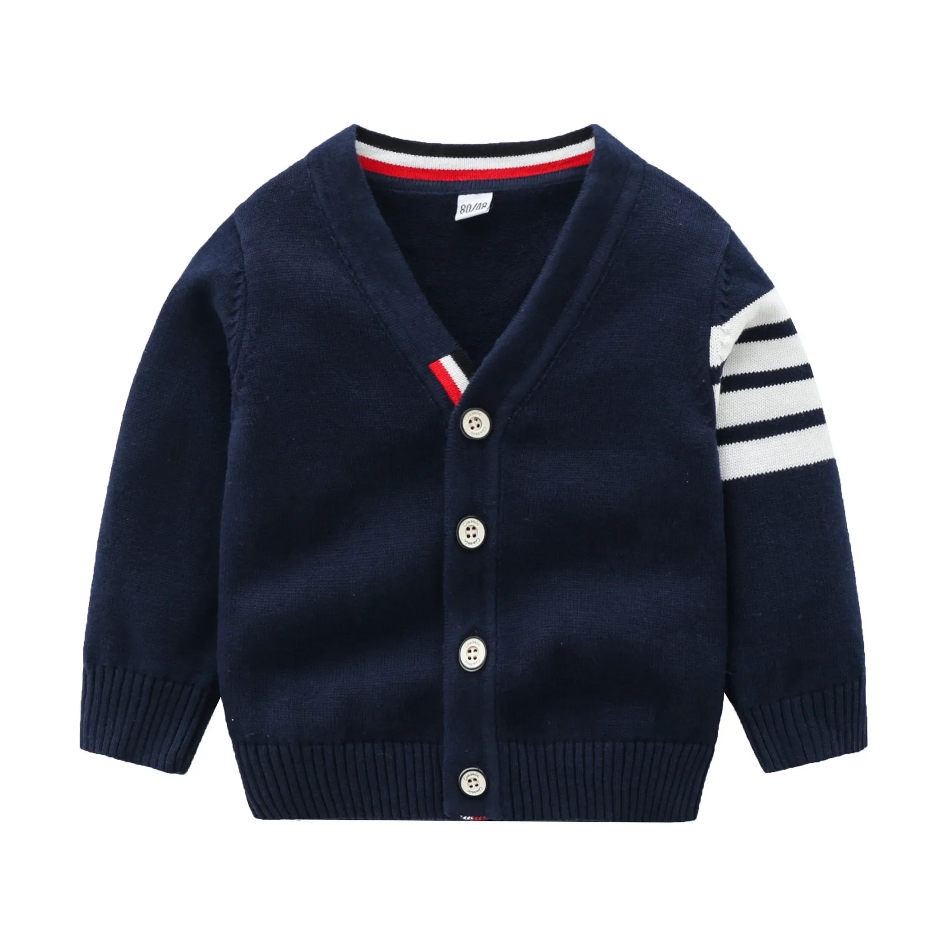 

New autumn and winter baby boy clothes pure cotton college style knitted long-sleeved kids cardigan sweater coat
