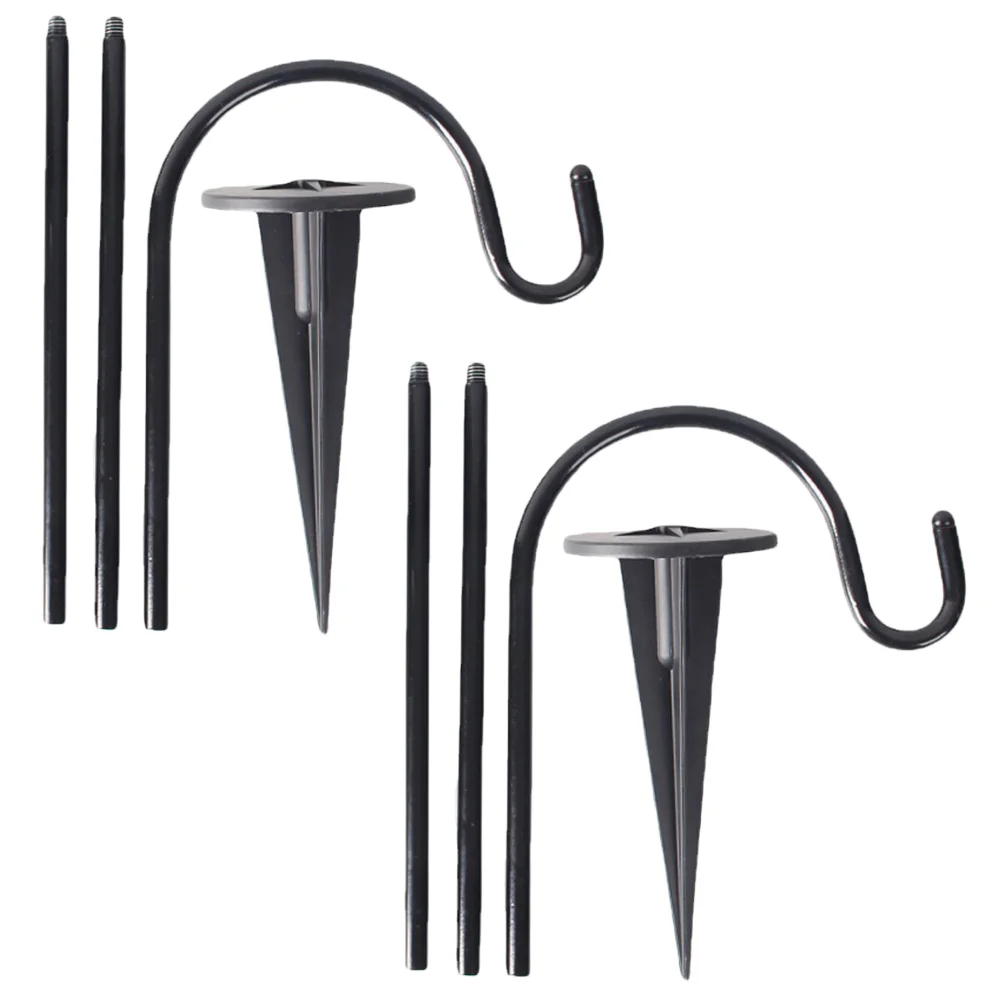 

2 Pcs Iron Fence Hook Shepherds Hooks for Outdoor Hanger Multi-function Lantern Yard Plant Hangers