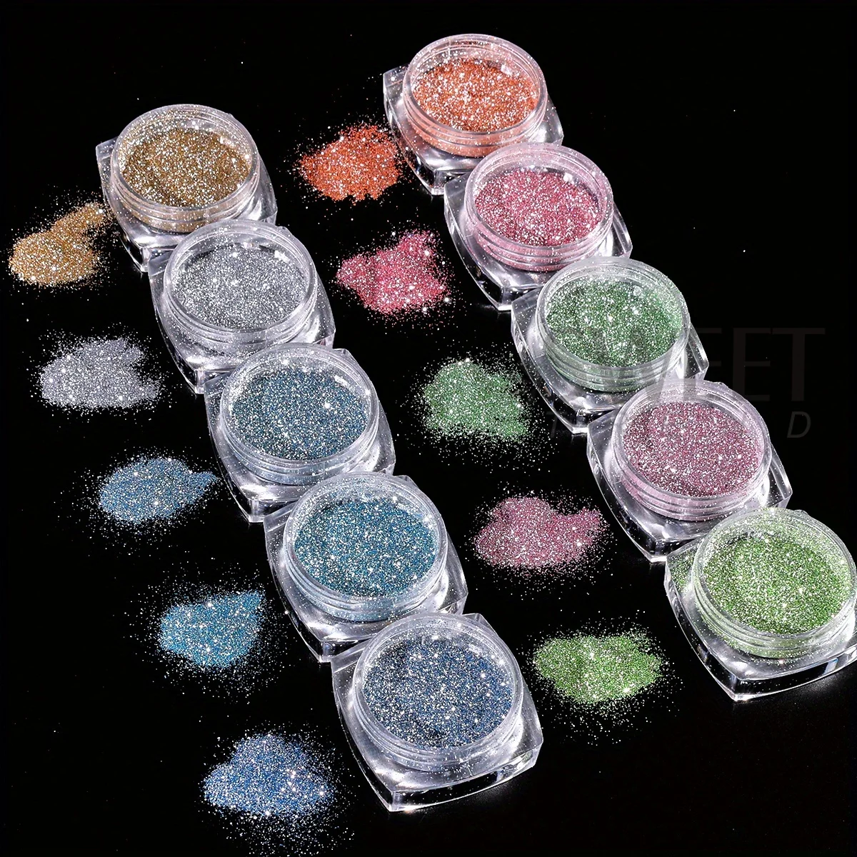 10pcs Rainbow Reflective Powder Nail Glitter Super Bright Silver Flashy Summer Color Holographic Pigment Sparkly Manicure Decor