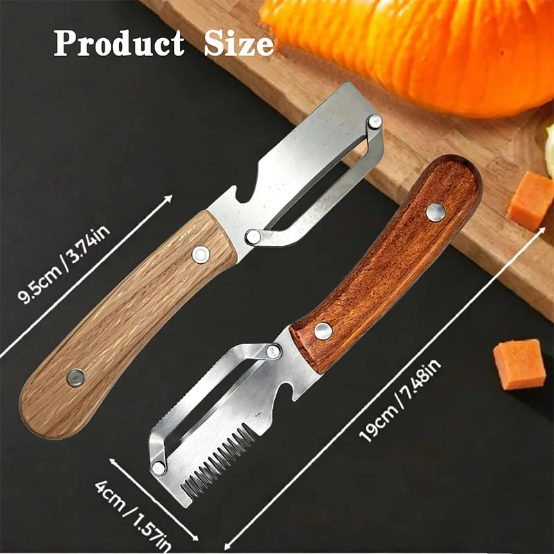 Kitchen Peeler Stainless Steel Vegetable Peeler with Wooden Handle for Peeling and Slicing Fruits and Vegetables Kitchen Tool 3