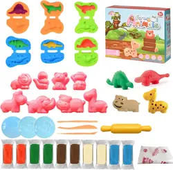 Yeahbo Modelling Clay for Kids, Air Dry Clay 32 Pieces Playdough Set with Polymer Clay Plasticine Moulds, Arts and Crafts