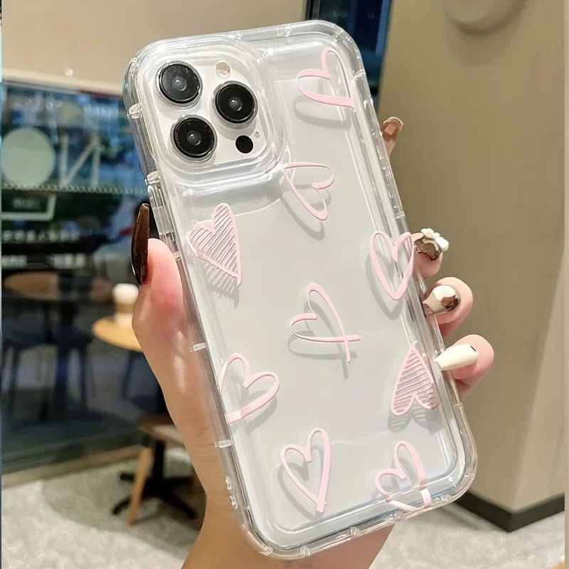 thumbnail image 1 of Funda de teléfono con estampado gráfico de corazón de amor para iPhone 14 15 16 Pro Max 11 12 13 Pro Mini X XR XS 7 8 Plus SE2, funda suave a prueba de golpes, 1 of 5