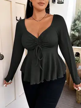 Elegant special new fashion solid color women's autumn and winter warm plus size T-shirt 1