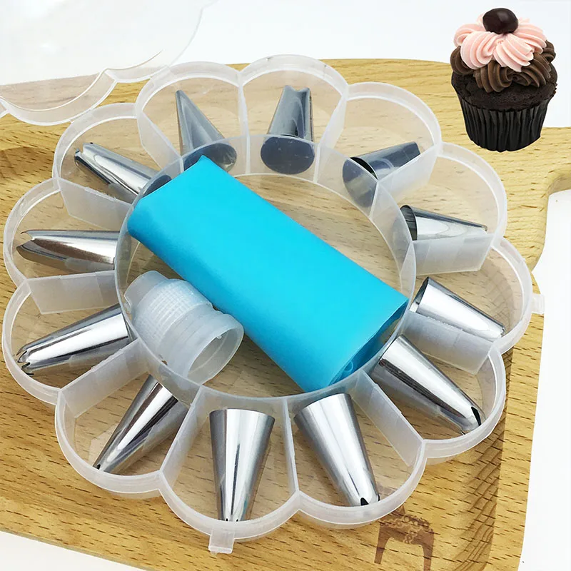 

14Pcs Cake Decorating Tools Pipe Icing Nozzles Baking Supplies Stainless Steel Dessert Decoration Kitchen Accessories