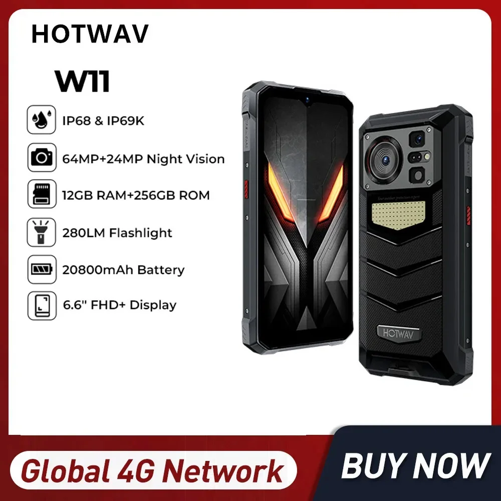 

Смартфон HOTWAV W11 повышенной прочности, 4G, 6,6 дюйма, FHD +, Восьмиядерный, 12 Гб + 256 ГБ, Android 13, фонарик лм, 33 Вт, быстрая зарядка