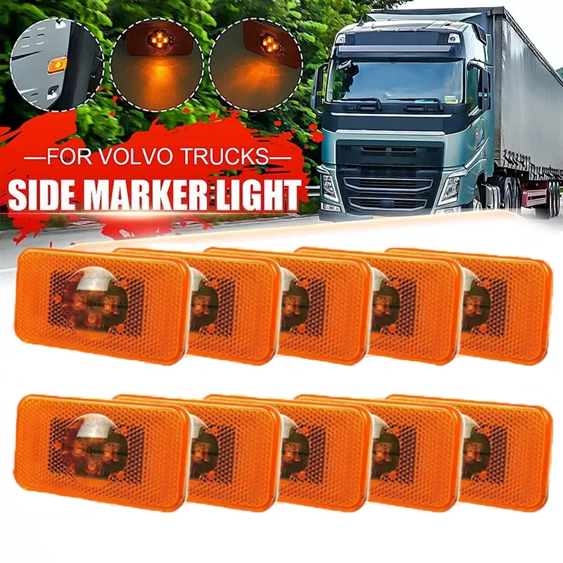 10 pcs 24V 4Led Side Marker Light for Volvo FH FM Truck Side