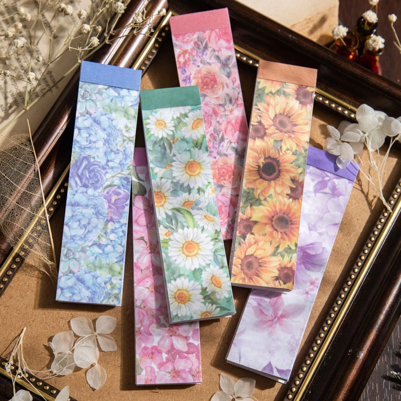 Journamm 20pcs/pack Floral Stickers Book Washi Paper DIY Scrapbooking Collage Junk Journal Aesthetic Stationery Decor Stickers