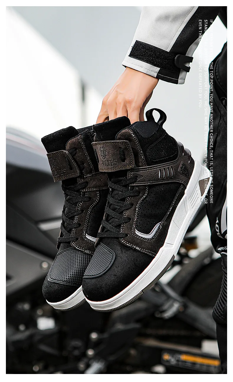 Men's New Casual Breathable Sports Shoes Motorcycle Rider Protective Boots Microfiber Motorcycle Shoes
