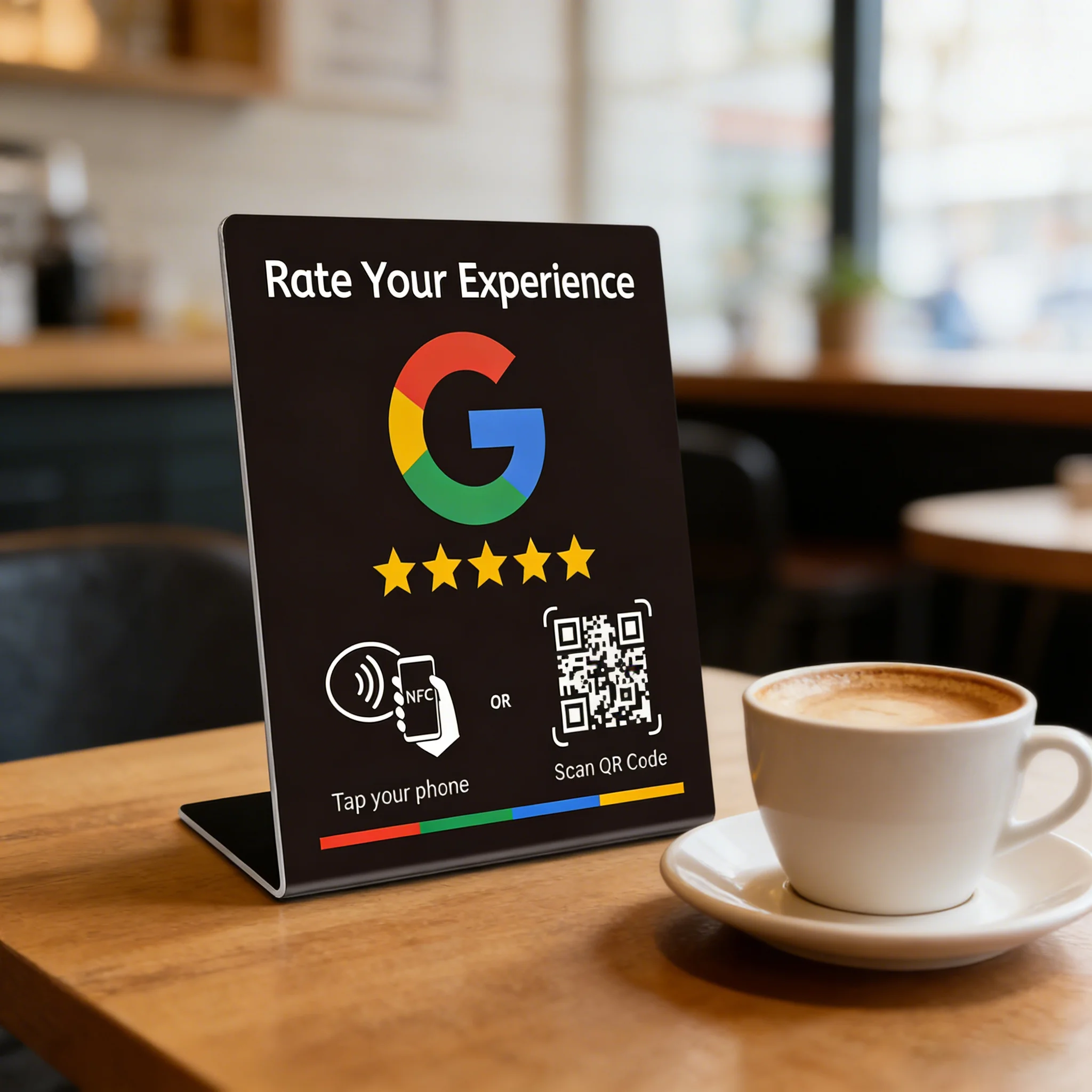 Premium NFC Display Stand for Google Reviews - Programmable 13.56MHz Card Station