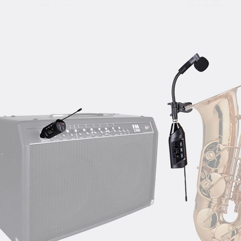 

UHF Wireless Instruments Saxophone Microphone With Receiver Transmitter Reverberation Style Saxophone Wireless Microphone