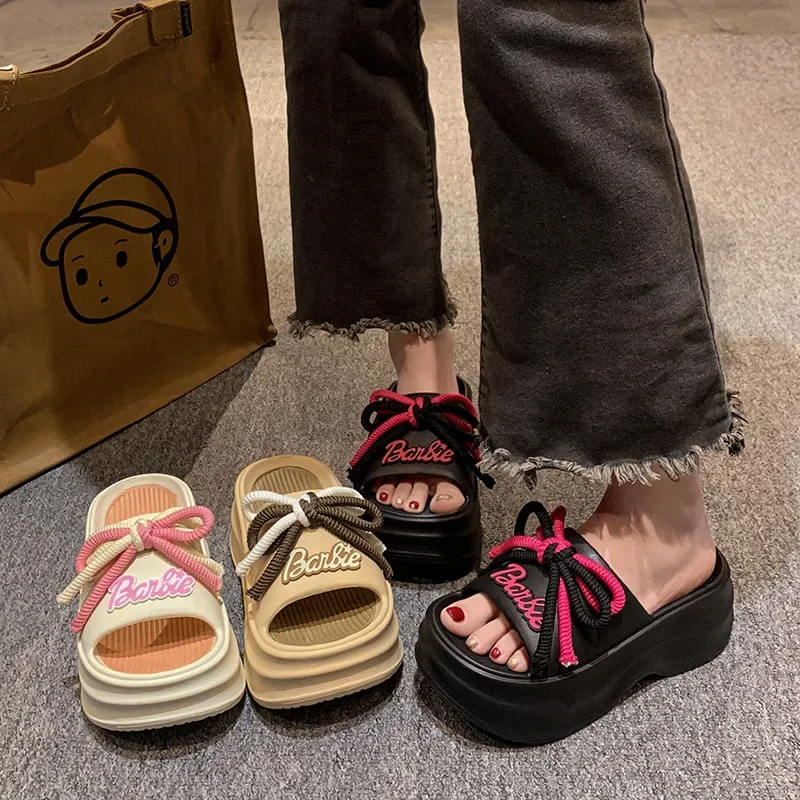 

Модные самодельные пляжные тапочки на мягкой подошве, женские домашние сандалии на платформе, Нескользящие увеличивающиеся повседневные летние тапочки EVA на толстой подошве