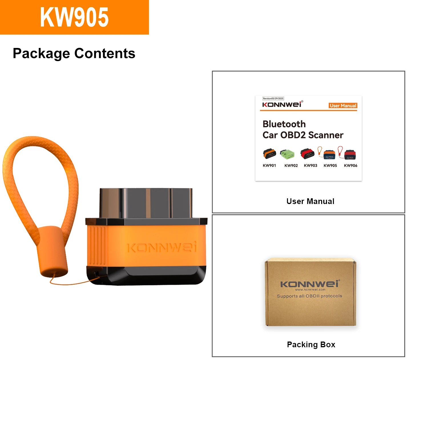Obd2 Scanner KONNWEI Car OBD2 Fault Diagnostic Tool Bluetooth Connection MAXOBD App Control Scan Clear Error Codes