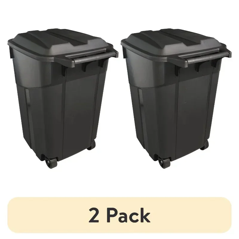 45-Gallon Heavy-Duty Black Wheelie Trash Can 2