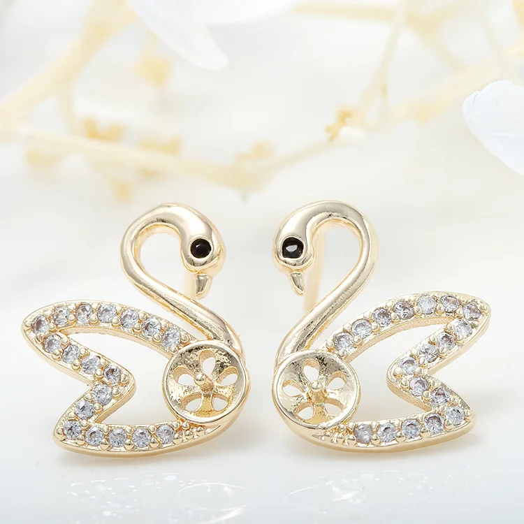 

Латунные позолоченные серьги с цирконием, 4 шт., 12 х15 мм, 14 к, Ювелирная фурнитура высокого качества «сделай сам»