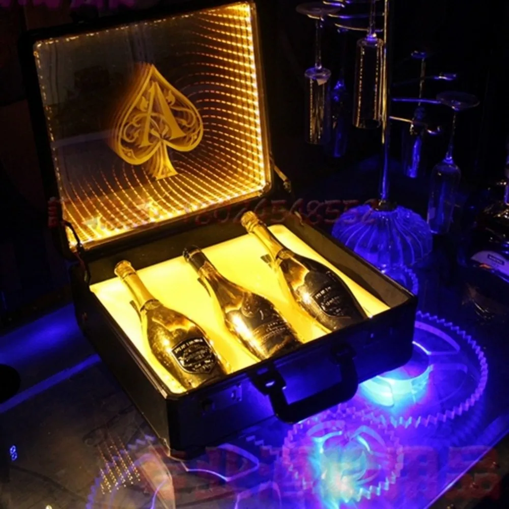 Customized Logo Rechargeable Led Ace Of Spade Case Champagne Bottle