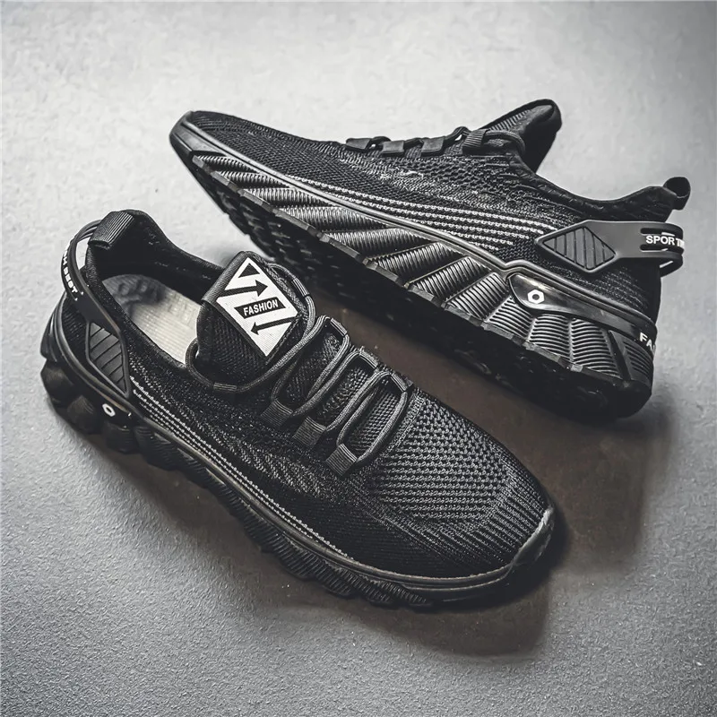 2024 Men Casual Sport Shoes Breathable Black Fashion Sneakers Outdoor Flats Air Mesh Running Shoes Athletic Tenis Walking Shoe