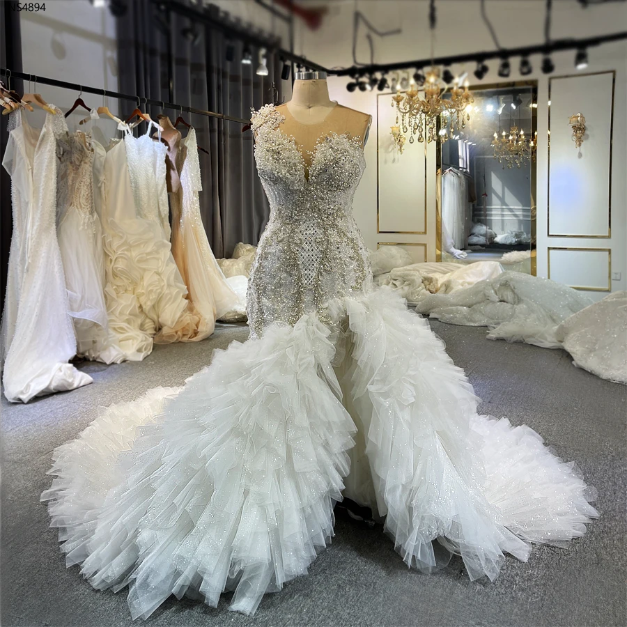 NS4894 Luxury Mermaid Wedding Dress With Slit - AliExpress 320
