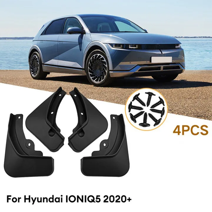 

4Pcs Car Black Fenders Auto Plastic Splash Mud Flaps Guards Mudguards For Hyundai Ioniq 5 2020 + Block Sediment Protect Vehicle