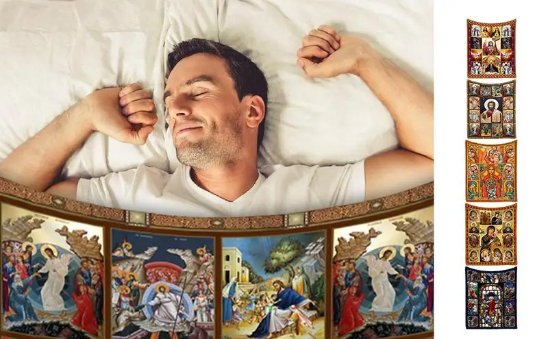 

Jesus Blanket Christmas soft nativity Printed Jesus Blanket comfy soft winter funnel universal seasonal blanket home textile