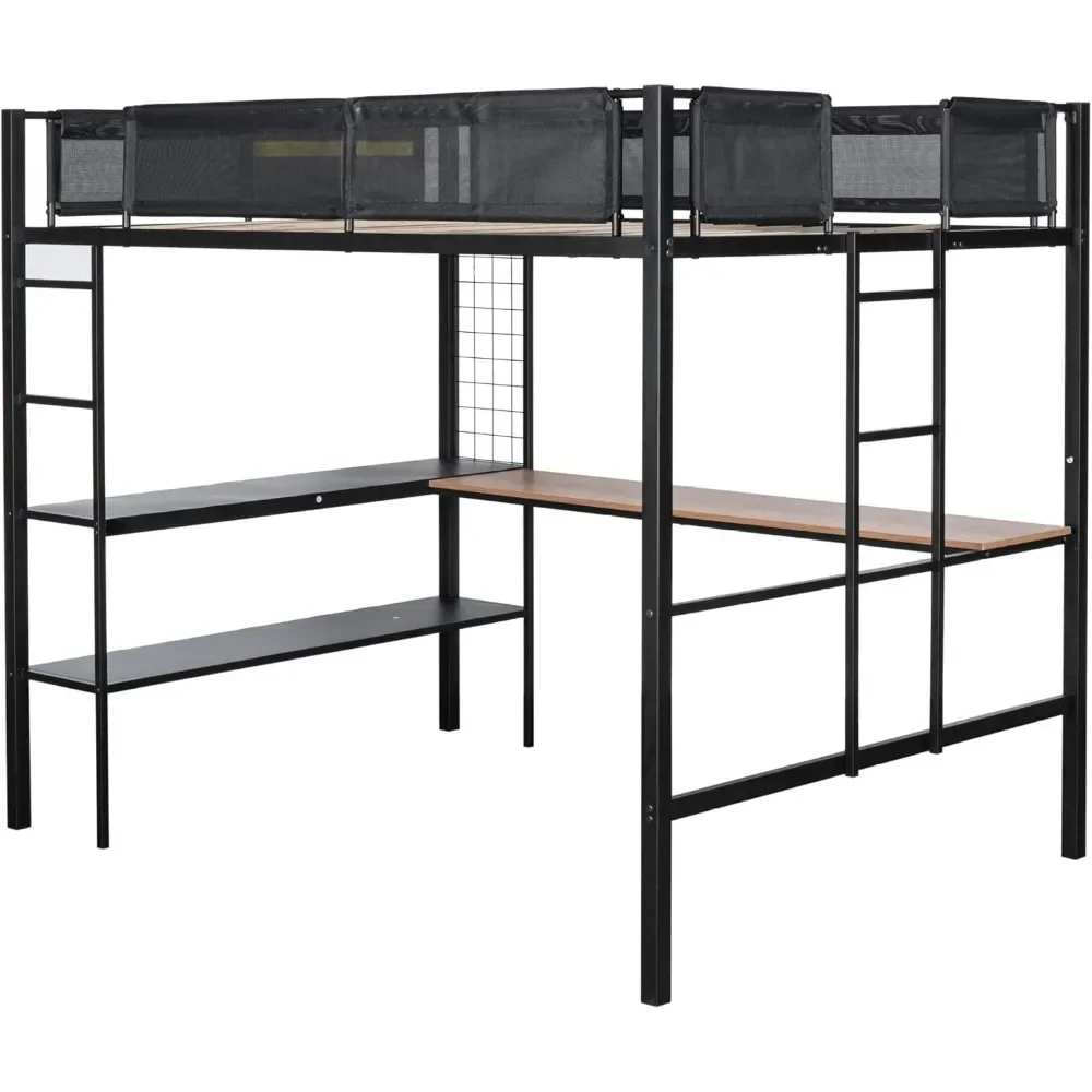 Bunk Beds Full Size Loft Bed, Desk & Shelves/Sturdy Metal Bed Frame/Noise-Free Wood Slats/Comfortable Bunk Beds 5
