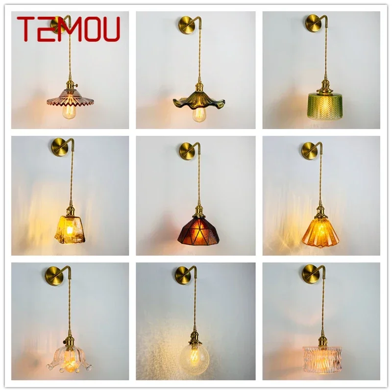 

TEMOU Nordic Brass Wall Lamp Indoor Living Room Bedroom Bedside Lamp Modern Hotel Corridor Hallway Wall Lamp