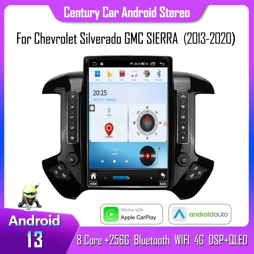 

Century For Chevrolet Silverado GMC SIERRA 20013-2020 CarPlay Android 13 Smart Multimedia Video Player GPS Radio 4G Navigation