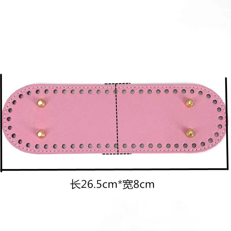 3pcs 26.5*8cm Long Bottom For Knitted Bag PU Leather Bag Base Handmade Bottom With Holes Diy Crochet Bag Bottom Accessories
