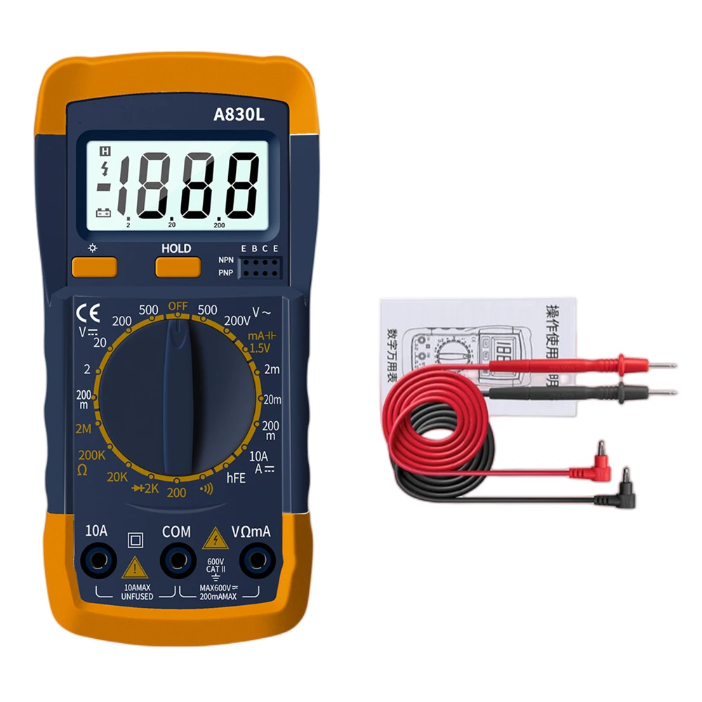 AUTO MULTIMETRO TESTER Digitale Circuito Display LCD con LED Lampada