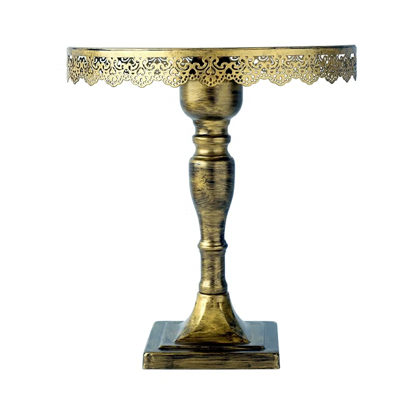 

Golden Cake Stand Wedding Props Cake Tools Continental Iron Round Rotating Cupcake Rack Metal Dessert Table Wedding Cake Stand