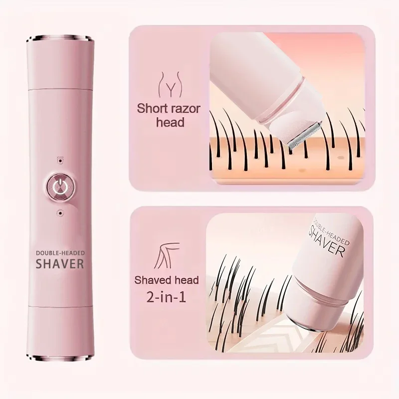 Depiladora Eléctrica de Doble Cabezal Recargable para Mujer, Depiladora Indolora para el Cuerpo, Zonas Íntimas, Bikini, Recorte Suave