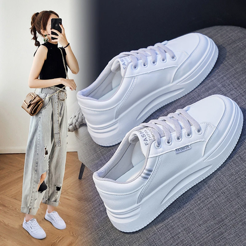 2023 Spring New Fashion White Shoes Female Students Running Shoes