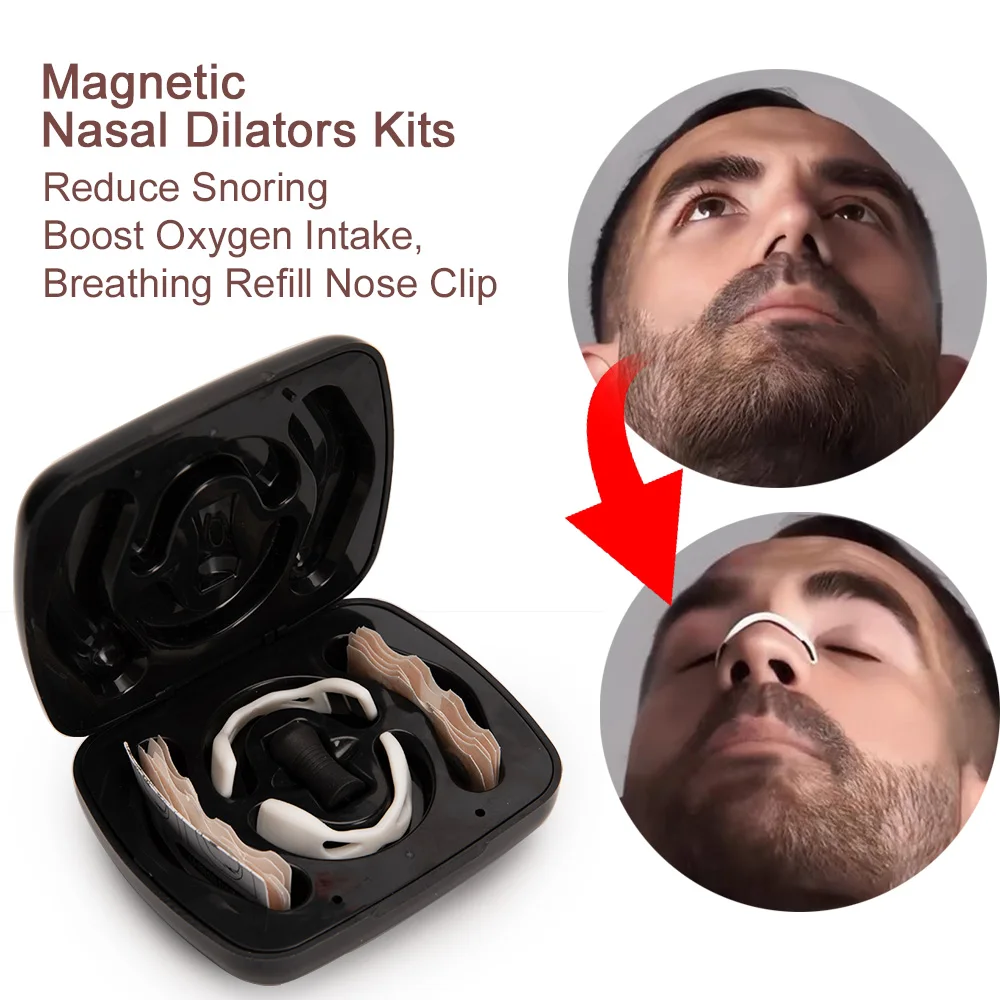 Stop Snoring Nose Clip Nasal Strips Nasal Breathing Dilator Magnetic Nasal Breathing Dilators Kits Reduce Snoring Boost Oxygen Intake Breathing Refill