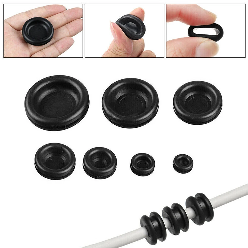 200pcs/Sets Waterproof Protect Wire Tool 7 Sizes Sealing Rubber Cables Grommet Kit Electrical Plugs Conductor Gasket Ring
