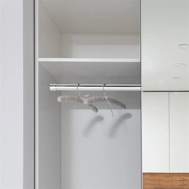 Wardrobe Rail Extendable Clothing Rail 48-80CM Stainless Steel Clothes Rod with End Sockets Screws Adjustable Closet Rail Pole 4